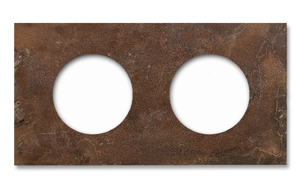 Socket frame metal in Rust 2 gang horizontal. Vectis Square series