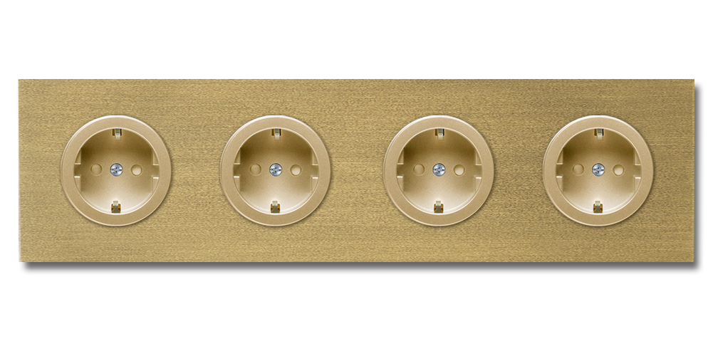 Steckdose Metall Old Gold 4-fach. Square Series