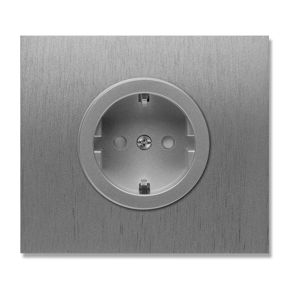 Socket metal in titanium graphit single 1 gang. Square Series