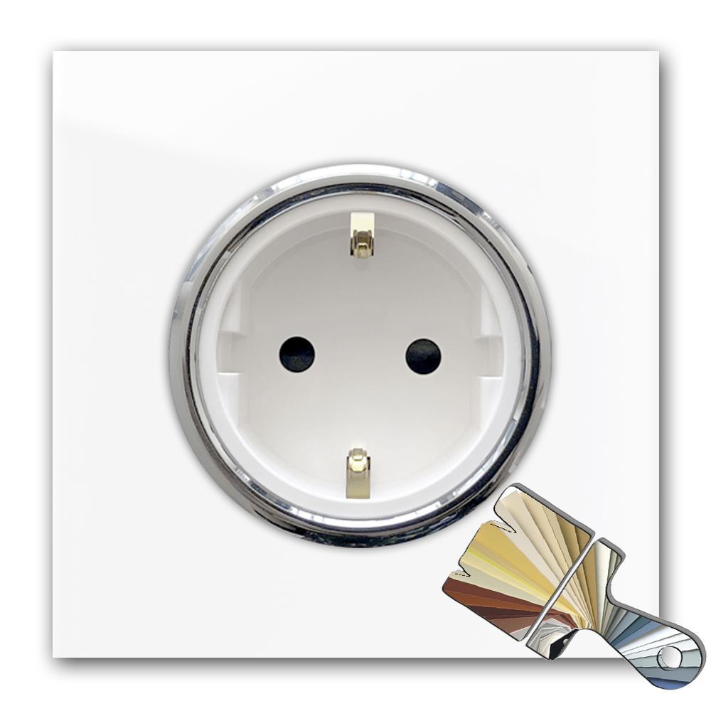 Socket outlet Farrow Ball colour glass-look chrome 1-gang