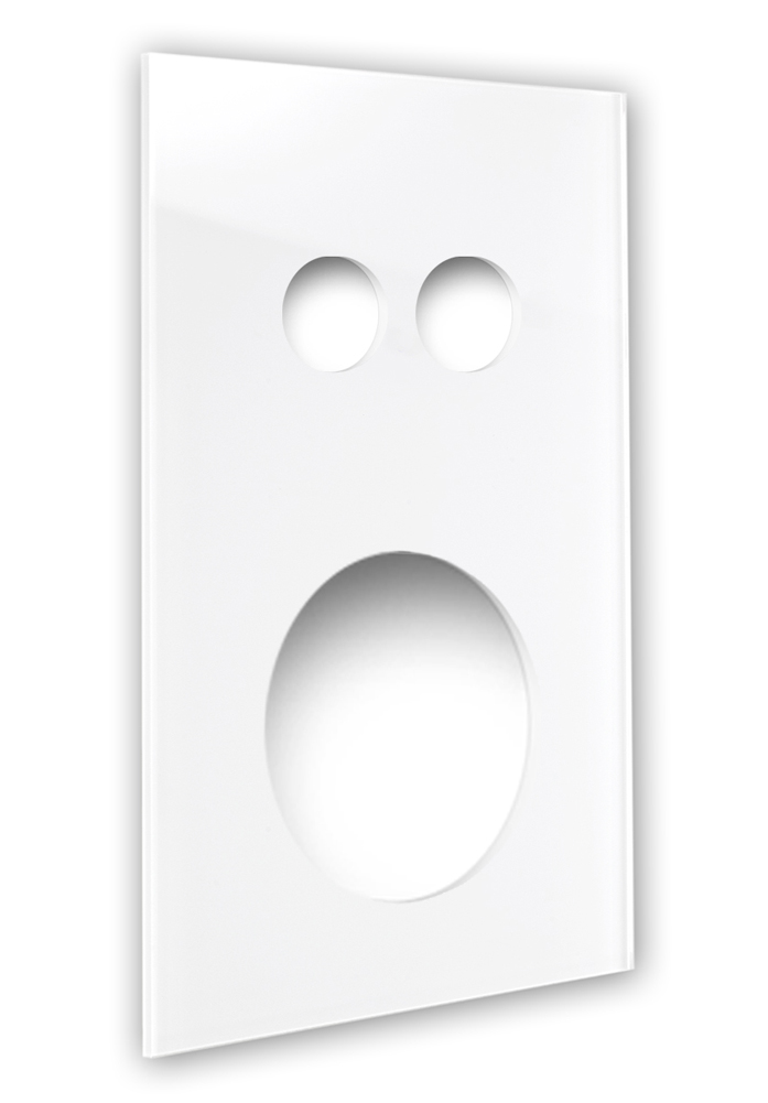 Retroschalter-Blende CAMBRIDGE - Glas-Optik 2-fach mit rundem Ausschnitt in Weiß.