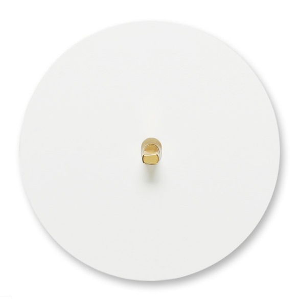 Runder Lichtschalter Metall Retro matt weiß gold 1-fach