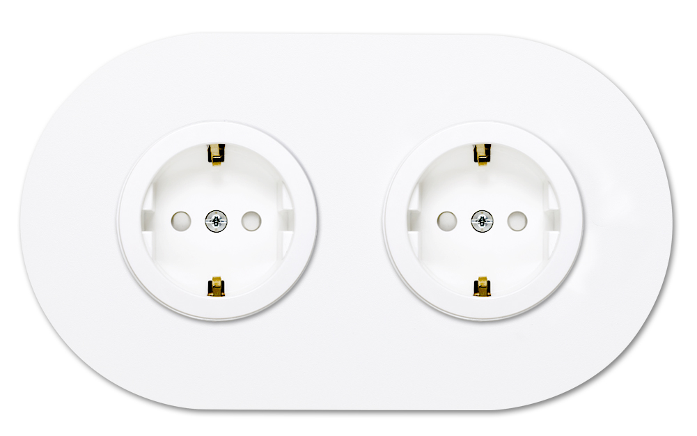Socket metal matte white double 2 gang. Square Series