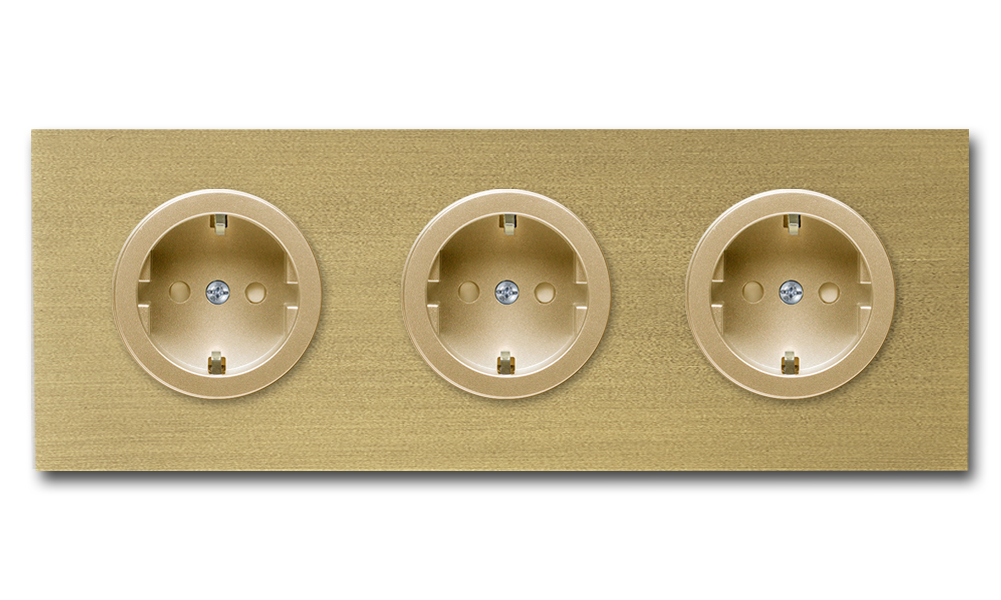 Socket metal in old gold 3 gang. Square Series
