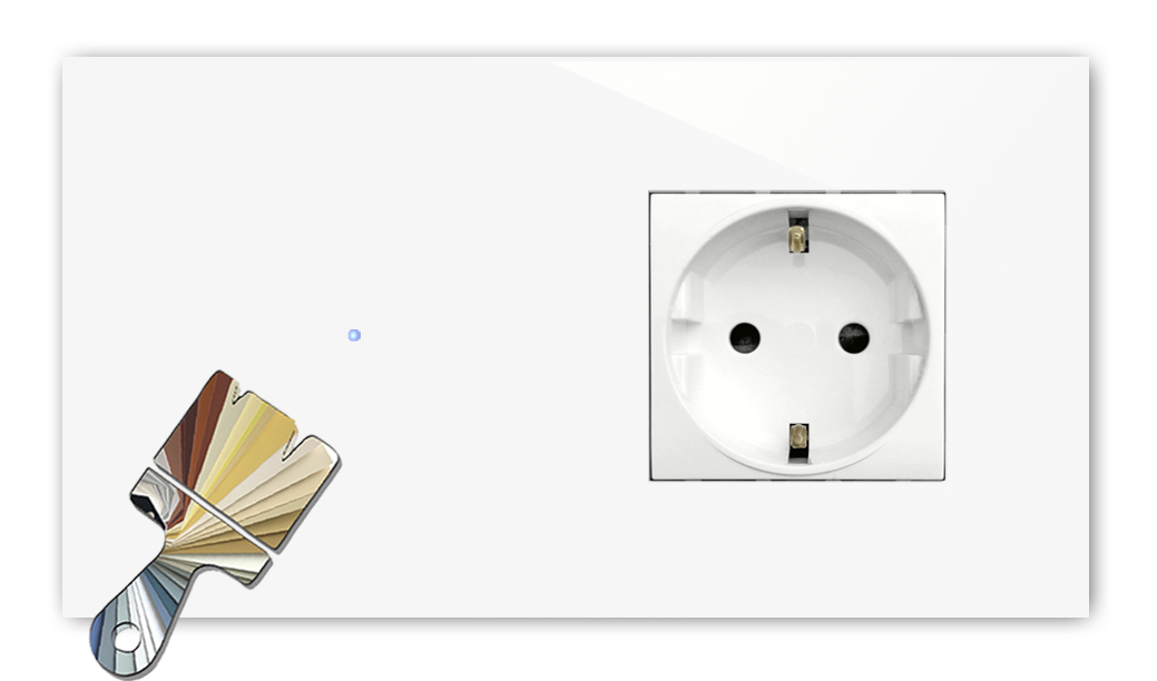 Touch Switch with Socket. Farrow Ball Colour. 230V. Glass Look. NOVA