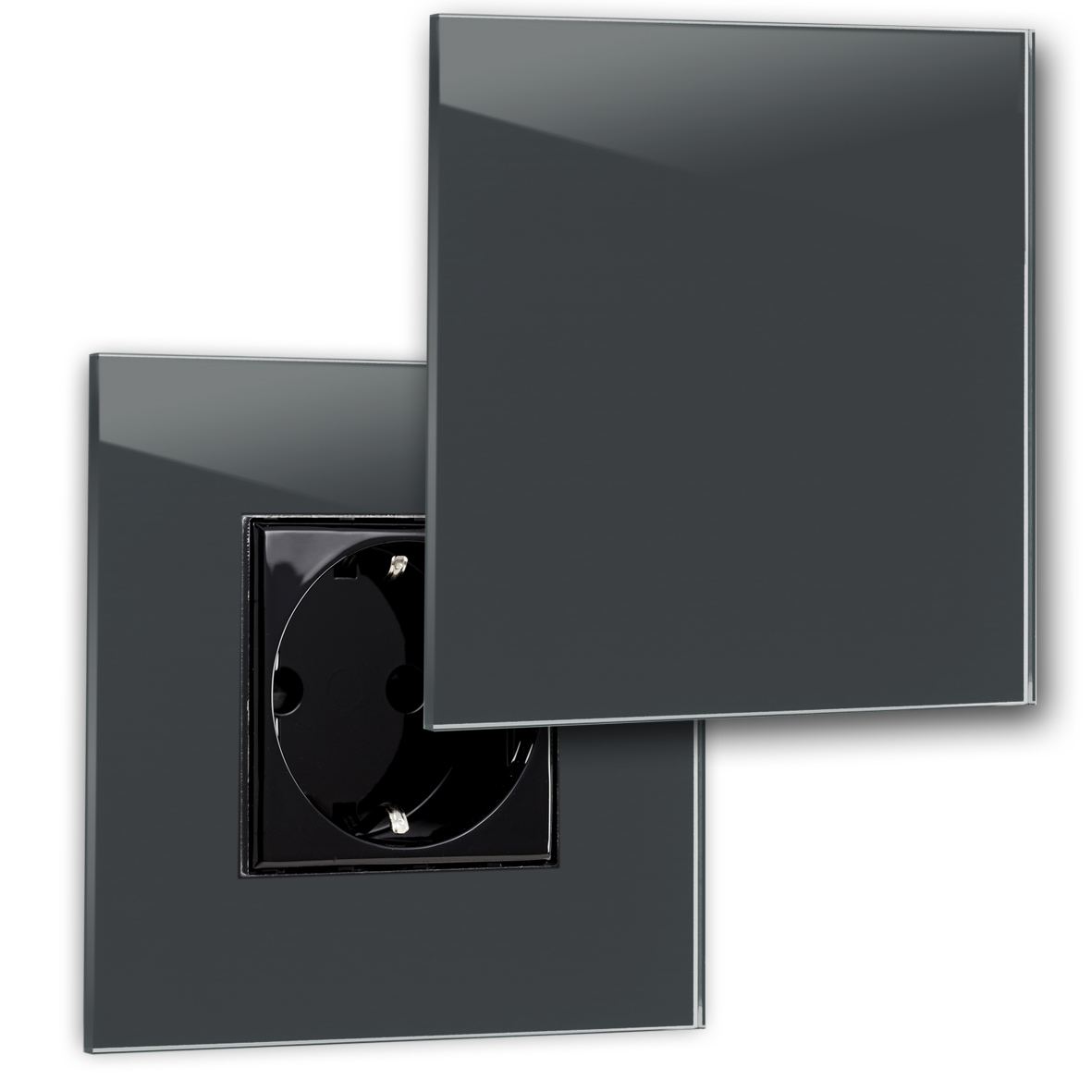 Design-Steckdose Grau 1 fach Glas-Optik Farrow 26 down pipe