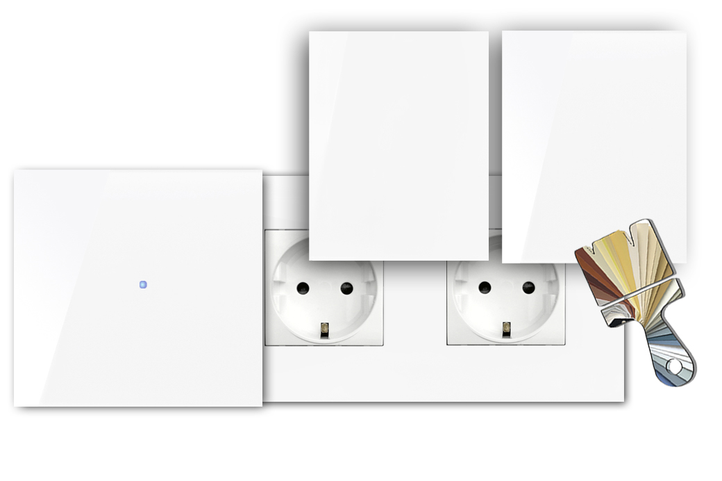 Touch Switch with Socket. Farrow Ball Colour. 230V. Glass Look. NOVA