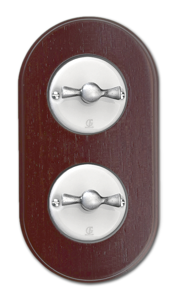 Porzellan Retro-Drehschalter Wechselschalter 2-fach 230V