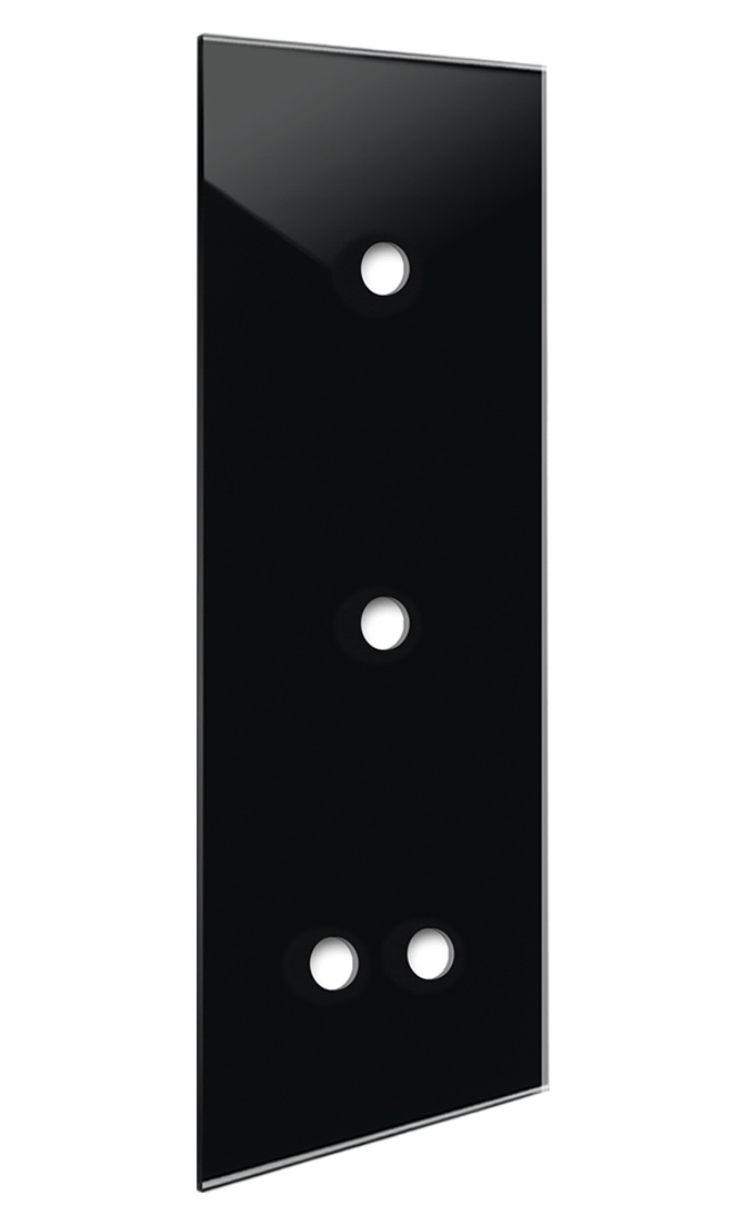 YORK Black Glass-Effect 4-Gang Cover Plate for 3 Back Boxes by ROHDE+ROHDE