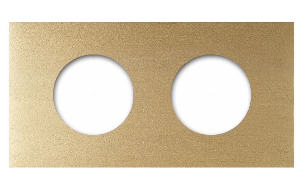 Socket frame metal in Gold 2 gang horizontal. Vectis Square series