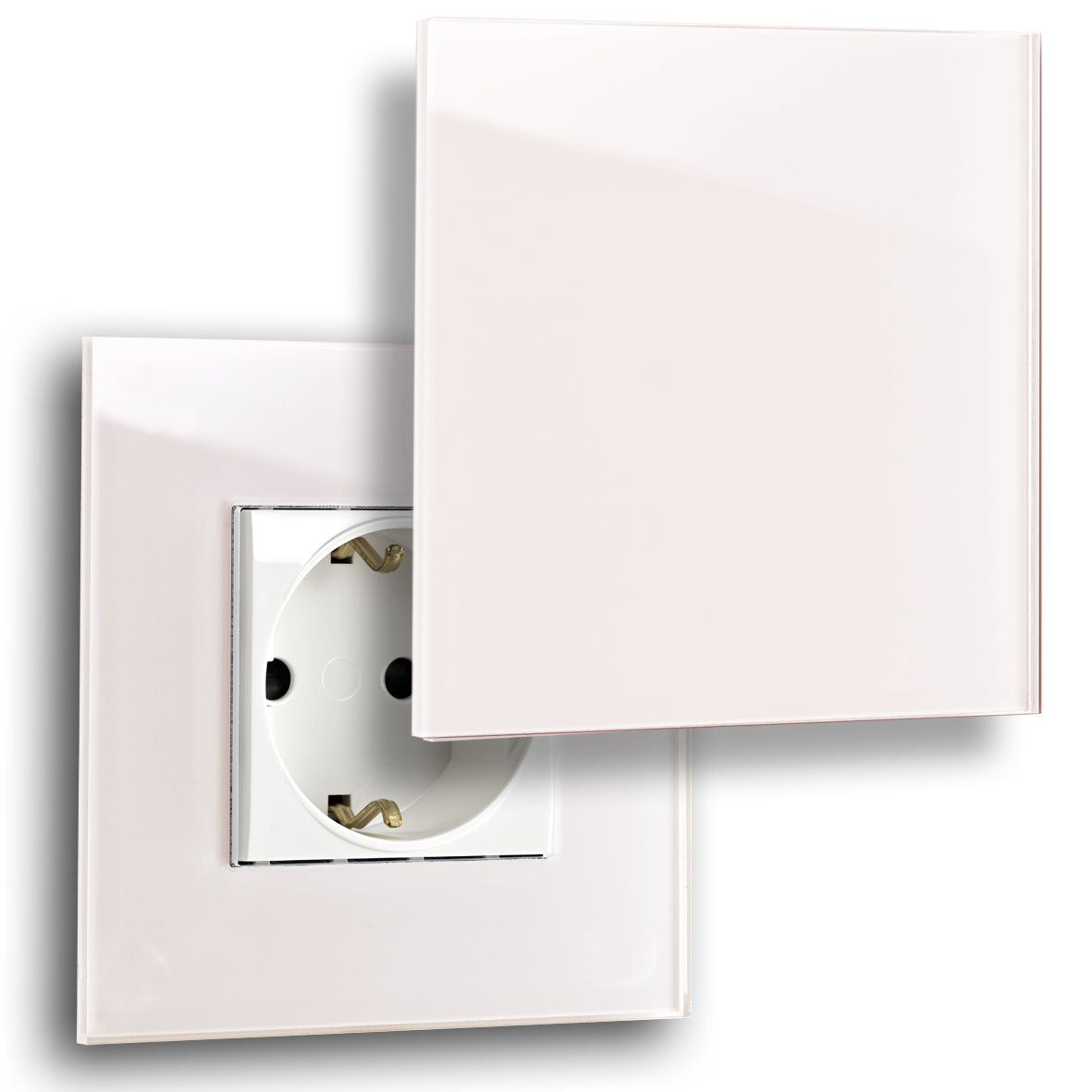 Design socket with cover 1gang pink glass optic Farrow Ball 230 calamine