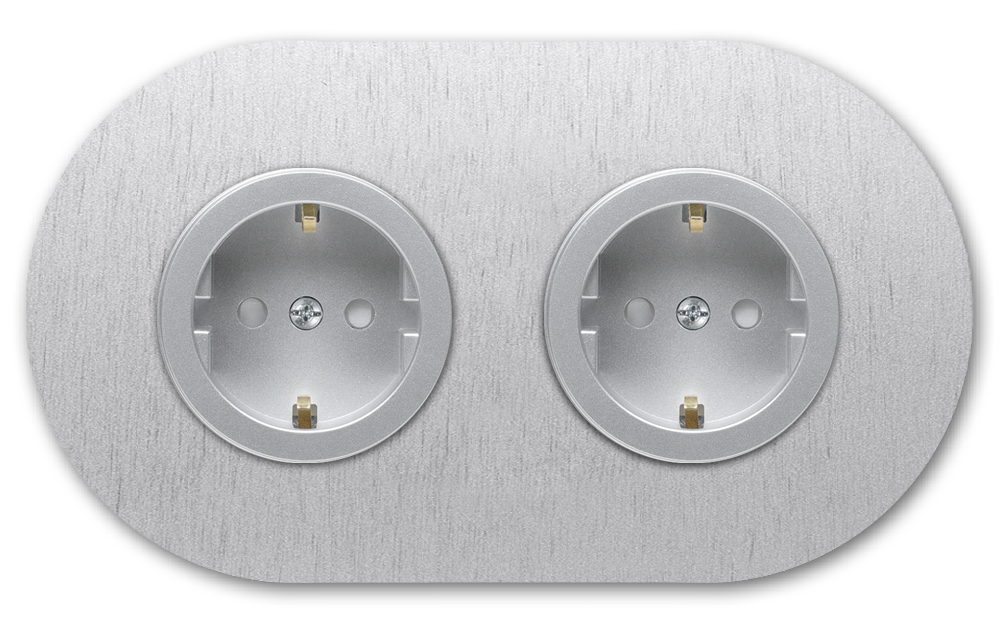 Round metal socket outlet aluminum 2-gang. Round Series