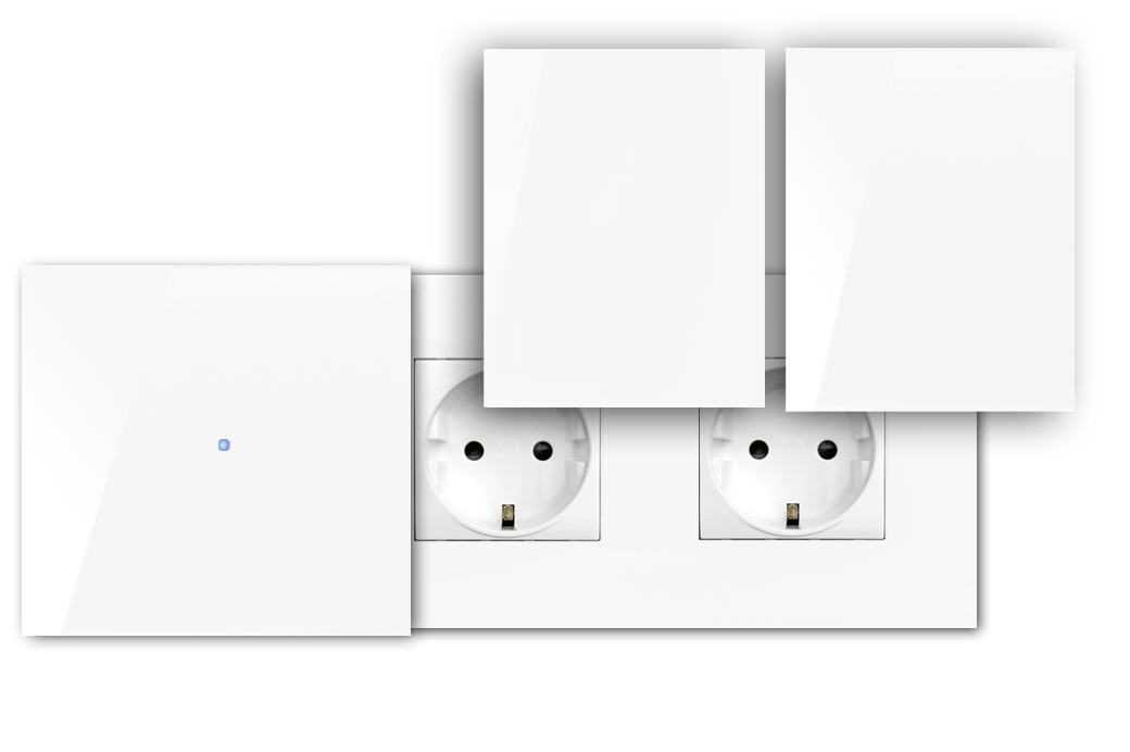 Touch Light Switch and Socket Combination. 230V Glass Look. NOVA