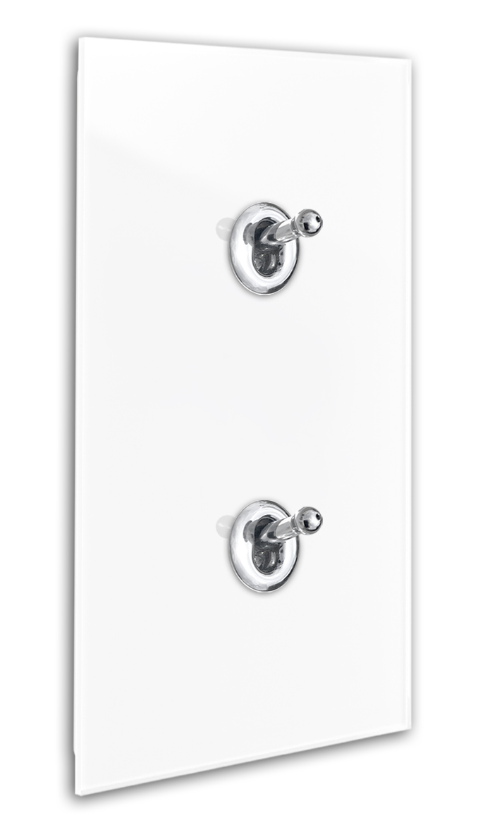 Retro light switch 2-gang glass-look White Silver Changeover switch
