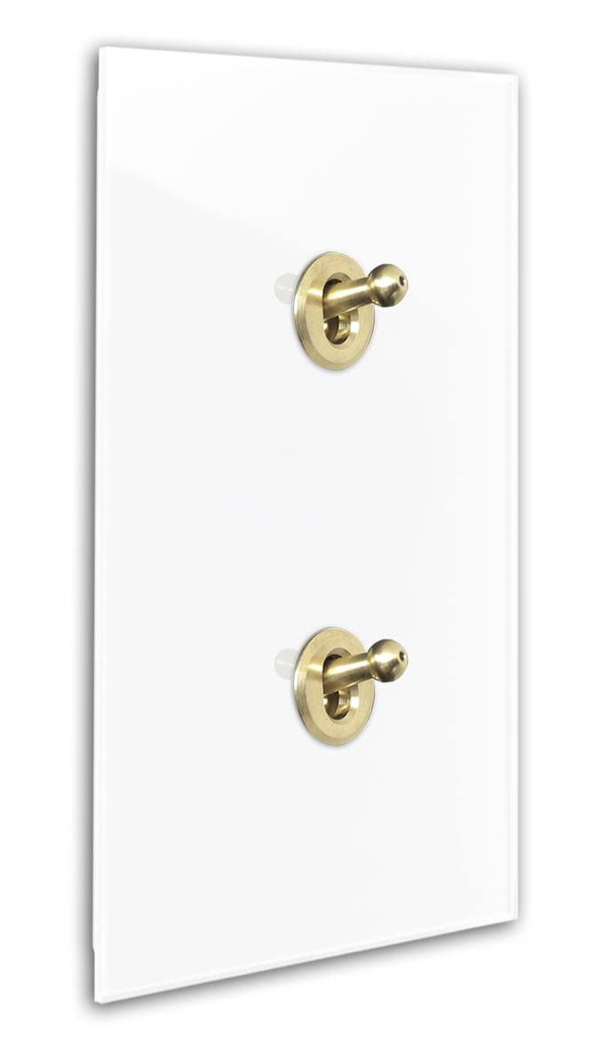 Retro Light Switch 2-Gang Glass Effect White Gold Toggle Switch