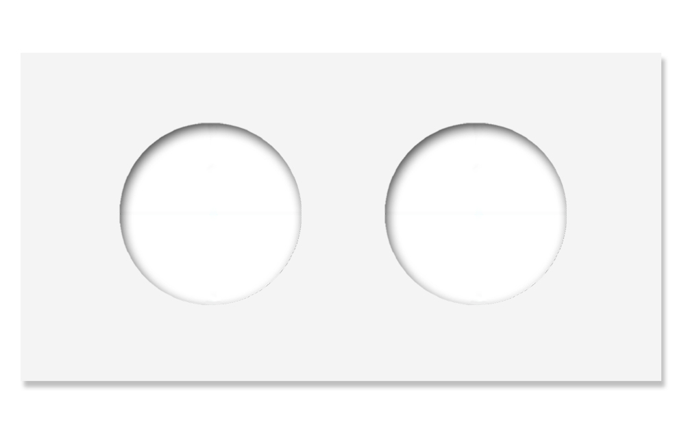 Socket frame metal in matte White 2 gang horizontal. Vectis Square series