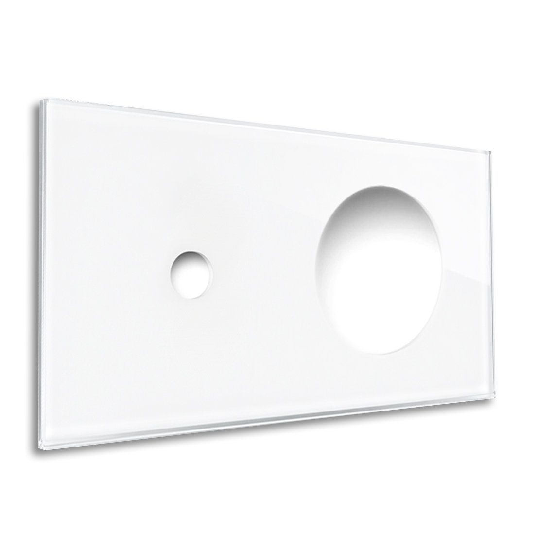 YORK White Glass-Effect 1-Gang Horizontal Cover Plate with Round Cut-Out by ROHDE+ROHDE