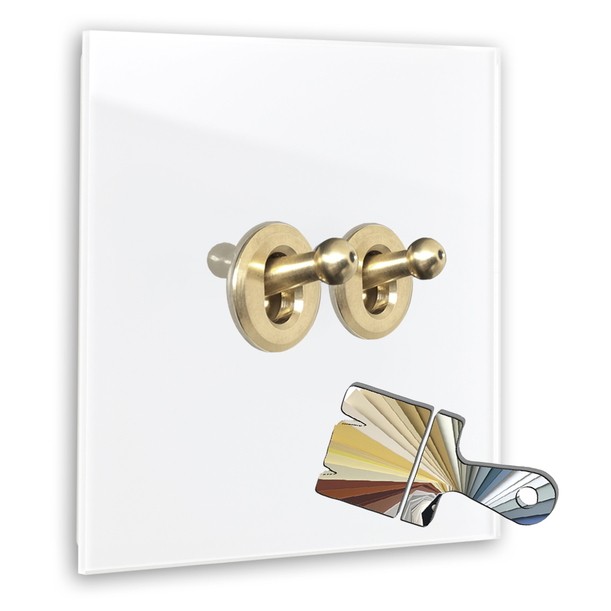 Double toggle switch Farrow Ball colour glass look