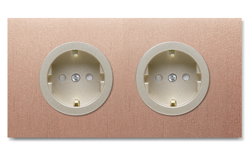 Socket metal copper 2 gang. Square Series