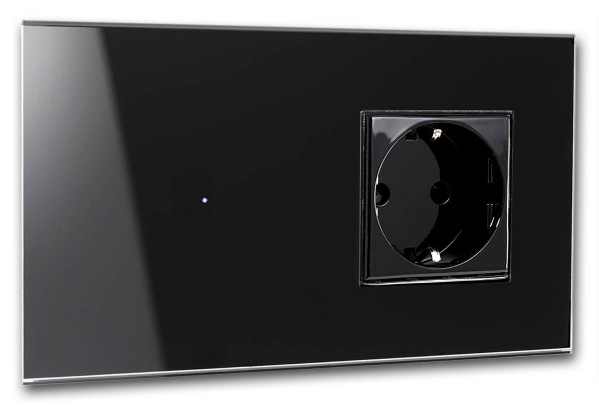 Touch Light Switch and Socket Combination. 230V Glass Look. NOVA