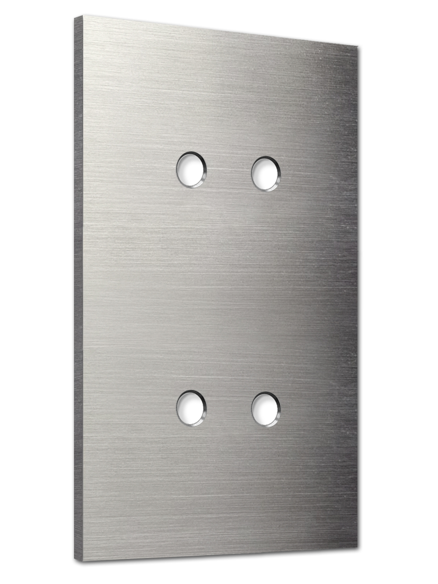 Retro-Kippschalter-Blende NINA 4-fach Edelstahl Metall. CJC Systems