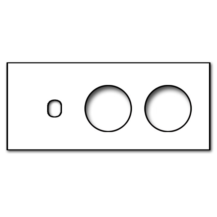 Switch front panel metal in matte Black 1 gang + 2 cutout horizontal. Vectis Square series