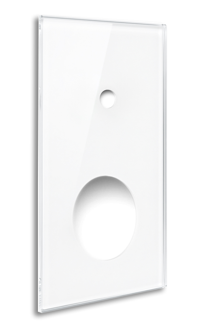 YORK White Glass-Effect 1-Gang Cover Plate with Round Cut-Out by ROHDE+ROHDE