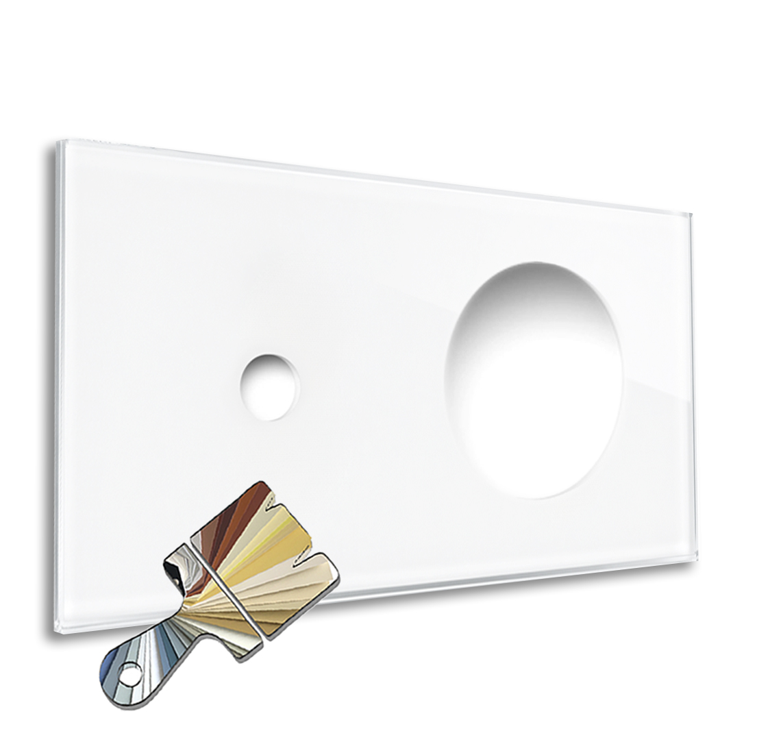 YORK Little Greene Colour Glass-Effect 1-Gang Horizontal Cover Plate with Round Cut-Out by ROHDE+ROHDE