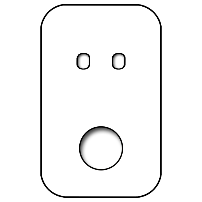 Switch front panel metal in matte White 2 gang + 1 cutout. Vectis Cube series