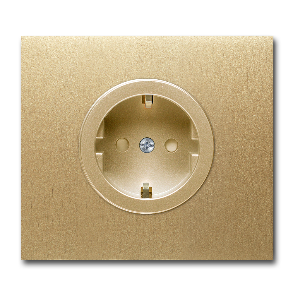 Socket metal in gold single 1 gang. Square Series