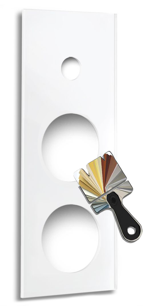 Retro Blende CAMBRIDGE - Glas-Optik 1-fach mit 2 runden Ausschnitten in Farrow & Ball-Farbe.