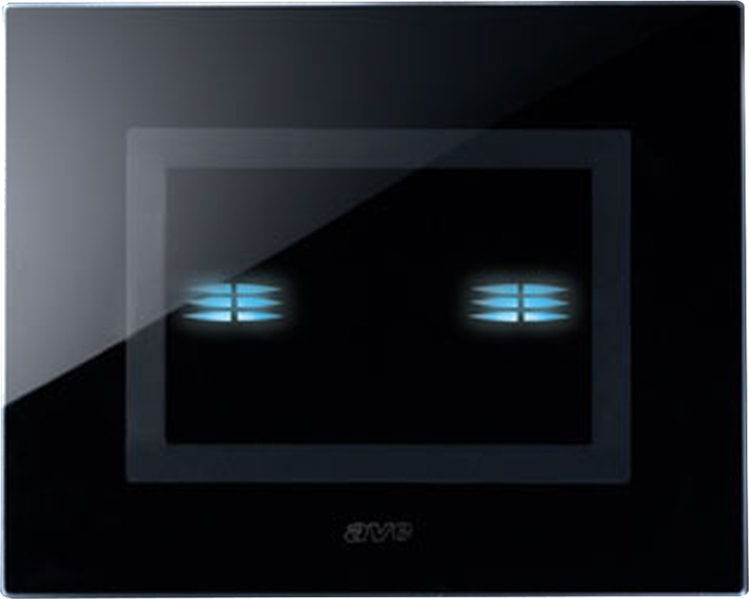 Touch panel front cover, 2con, 120 x 98 mm, black glass. AVE