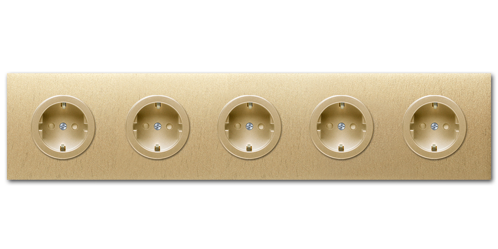 Steckdose Metall Gold 5-fach. Square Series